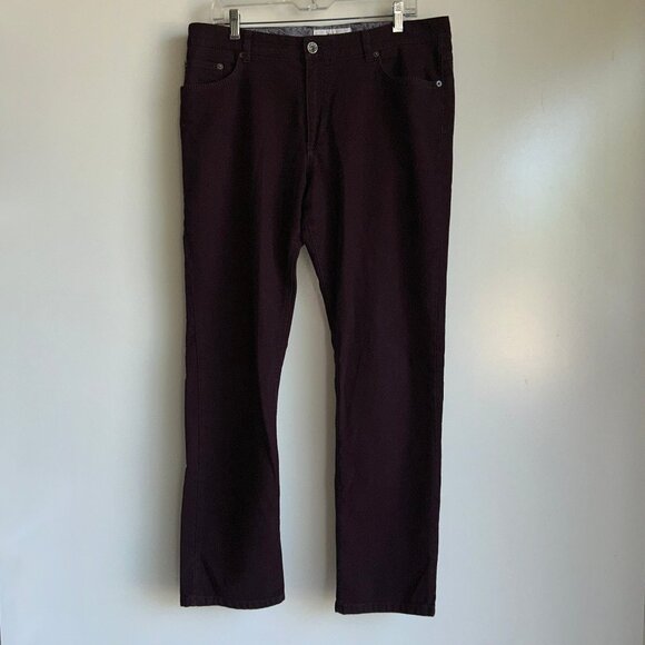BRAX Cooper Fancy 5-Pocket Pants Size 36x32 Burgundy Maroon - Picture 1 of 10